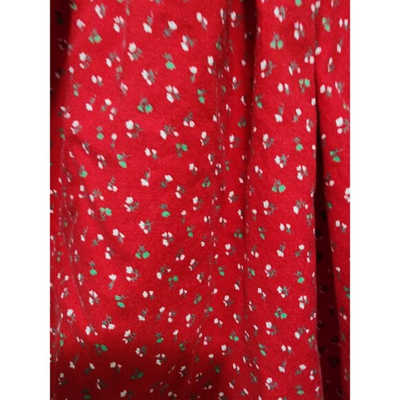Bryan Vintage Floral CHRISTMAS DRESS Girls Size 5 Red Green Holiday Ruffle 1980s - Picture 4 of 8